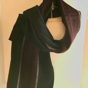 Club Monaco Twill Striped Scarf Pollards Size OS Black Red Gray. NWT